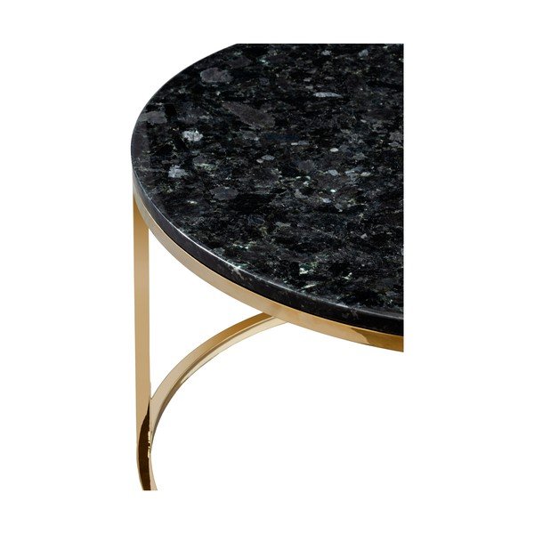 Čierny žulový konferenčný stolík s podnožou v zlatej farbe RGE Crystal, ⌀ 85 cm-image-3