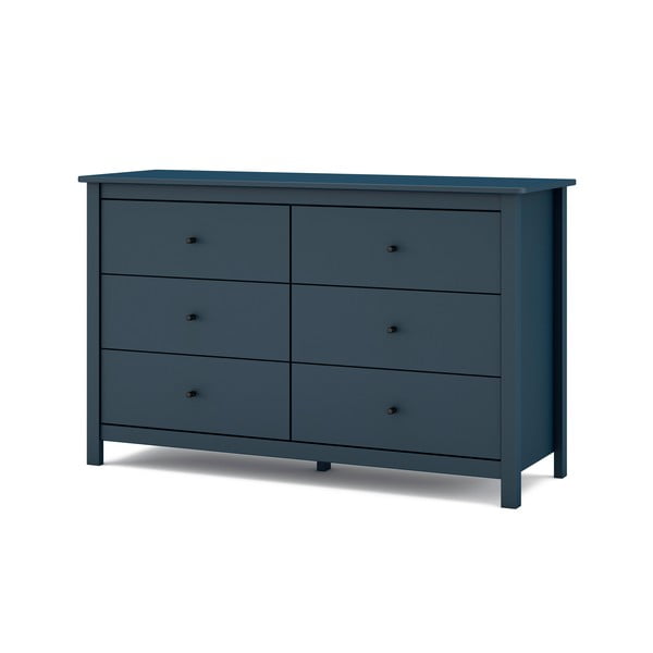 Tmavomodrá nízka komoda z borovicového dreva 130x80 cm Misti - Marckeric-image-2