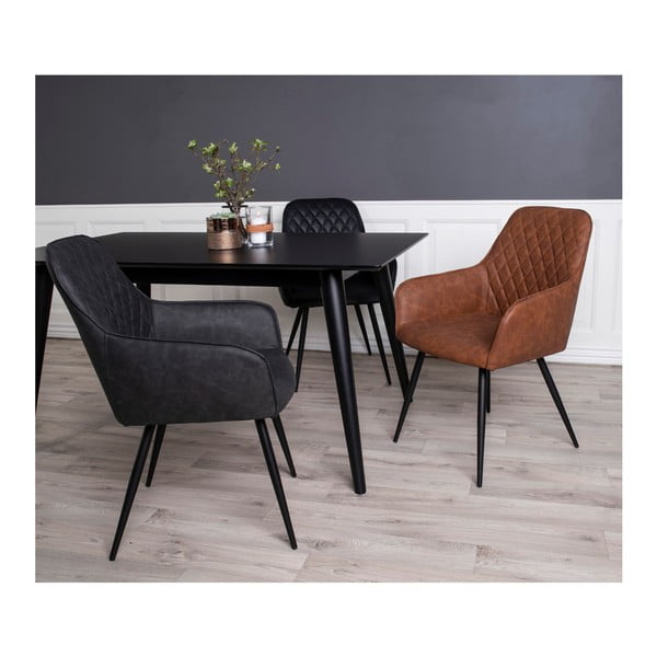 Hnedé čalúnené jedálenské kreslá v súprave s podrúčkami 2 ks Harbo – House Nordic-image-2