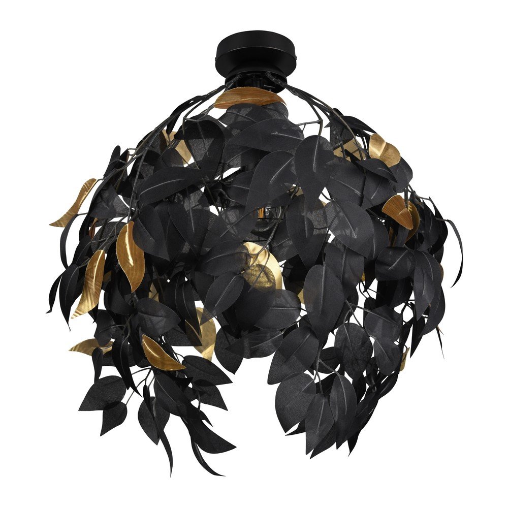 Matne čierne kovové stropné svietidlo s plastovým tienidlom ø 38 cm Leavy – Reality