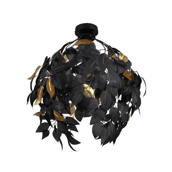 Matne čierne kovové stropné svietidlo s plastovým tienidlom ø 38 cm Leavy – Reality