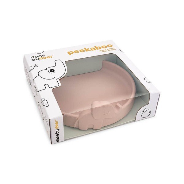 Ružový detský silikónový tanier Done by Deer Peekaboo Elphee-image-2