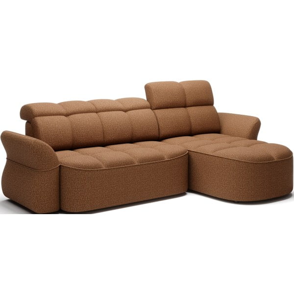 Žltá/hnedá zamatová rozkladacia/s úložným priestorom rohová pohovka (pravý roh/s leňoškou) Beneth – ELTAP-image-2