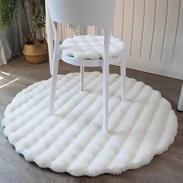 Biely umývateľný okrúhly koberec ø 80 cm Bubble White – Mila Home-image-1