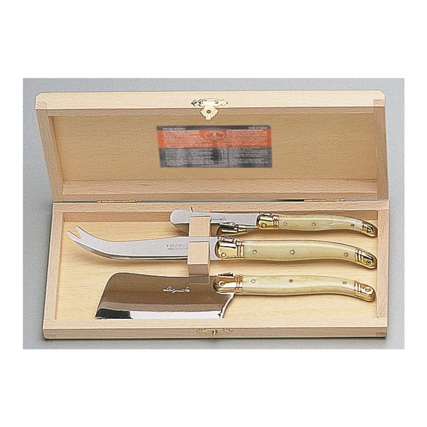 Set 3 nástrojov na syry v drevenom balení Jean Dubost Brass
