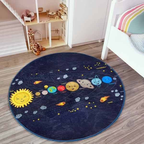 Tmavomodrý detský koberec ø 120 cm Comfort – Mila Home-image-4