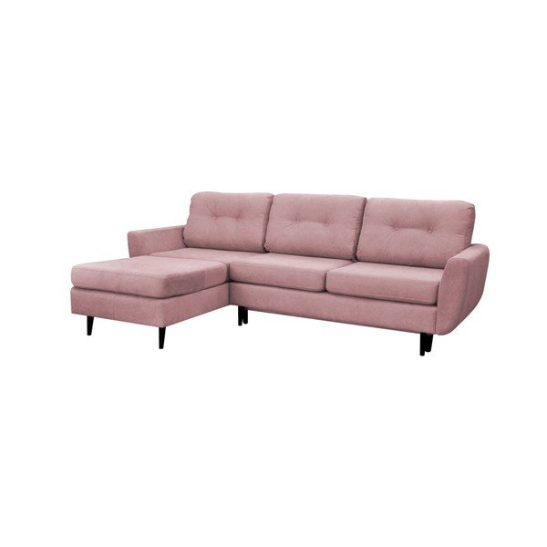 Svetloružová rozkladacia pohovka s čiernymi nohami Mazzini Sofas Hortensia, ľavý roh-image-1