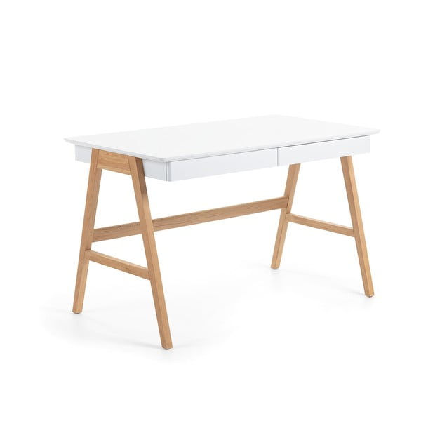 Pracovný stôl s bielou doskou Kave Home Ingo, 120 x 60 cm-image-3