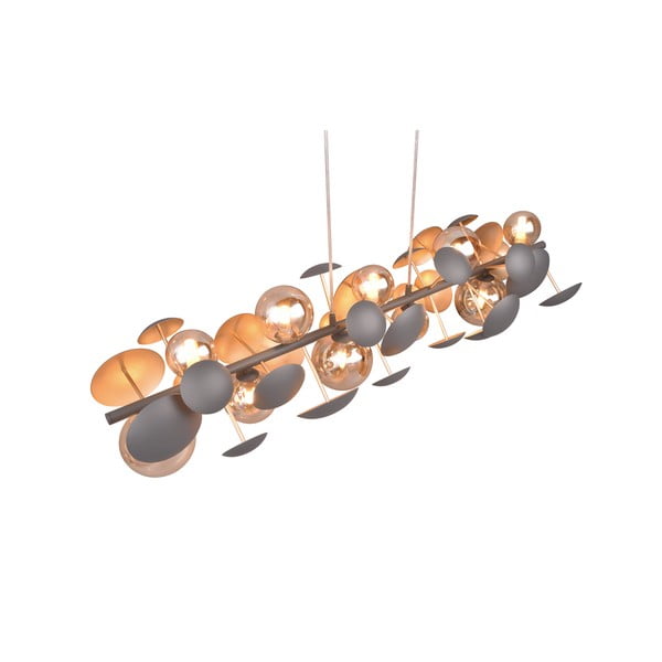 Závesné svietidlo so skleneným tienidlom v šedo-zlatej farbe Bubble – Trio Select-image-4