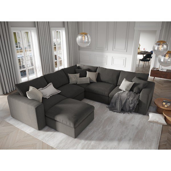 Tmavohnedá obojstranná rohová časť modulárnej menčestrovej pohovky Windsor & Co Sofas Galaxy-image-4