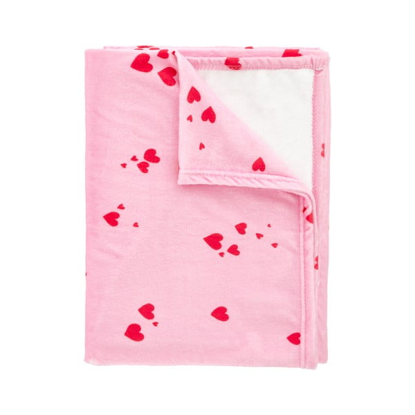 Ružová fleecová deka 200x240 cm Heart – Catherine Lansfield