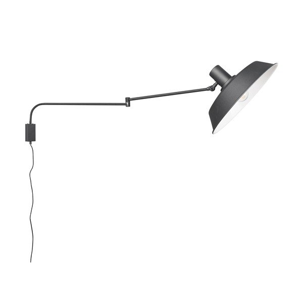 Matne čierne nástenné svietidlo s ohýbateľnou konštrukciou do zásuvky ø 35,5 cm Bolder – Trio