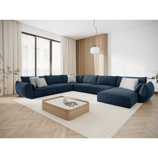 Tmavomodrá rohová pohovka (ľavý roh) Vanda - Mazzini Sofas-image-1