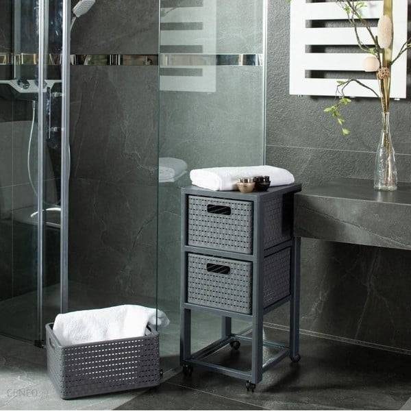 Antracitový plastový kúpeľňový regál 32,5x71 cm Country – Rotho-image-1