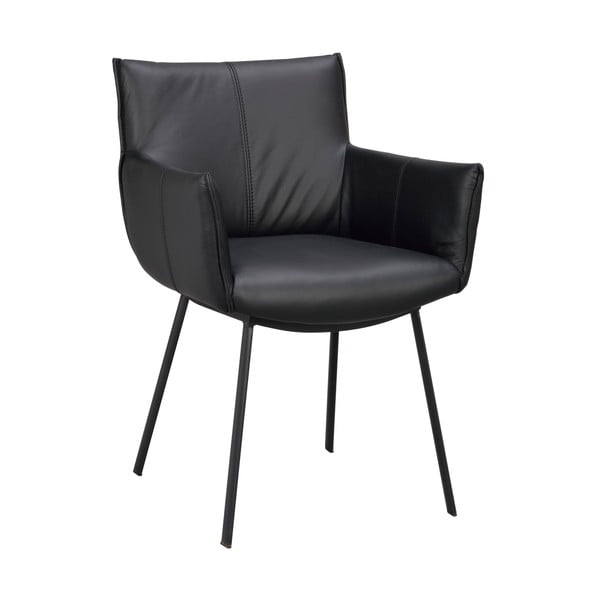 Čierne kožené jedálenské stoličky v súprave 2 ks Hinckley – Rowico