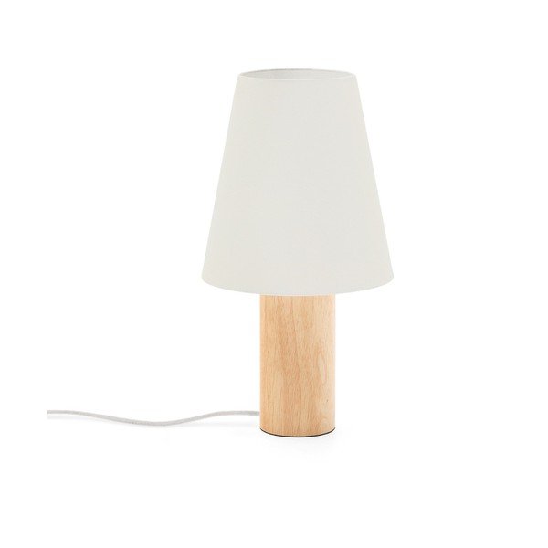 Biela/v prírodnej farbe stolová lampa z kaučukového dreva s textilným tienidlom (výška  49,5 cm) Marga – Kave Home
