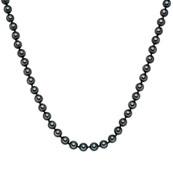 Perlový náhrdelník Muschel, antracitové perly 8 mm, dĺžka 60 cm