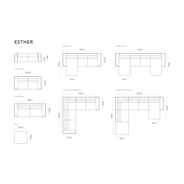 Vínovočervená pohovka 248 cm Esther – Milo Casa-image-4