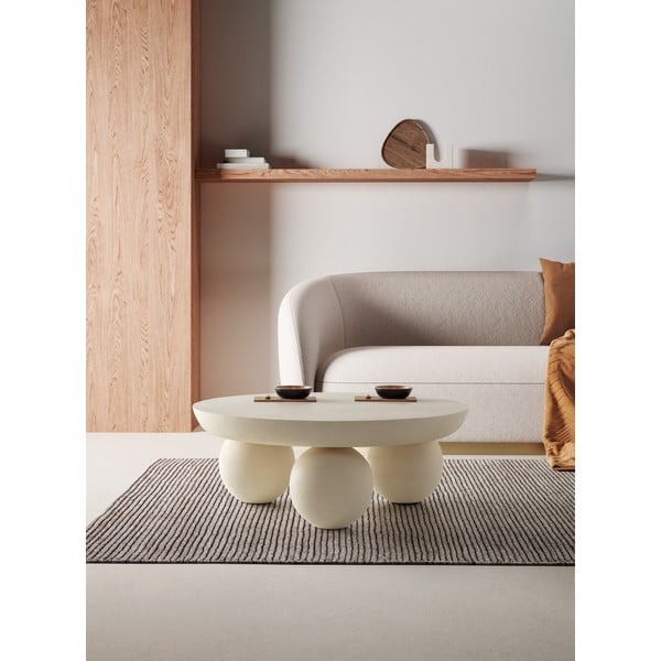 Béžový okrúhly konferenčný stolík z mangového dreva ø 90 cm Ailen – MOME-image-1