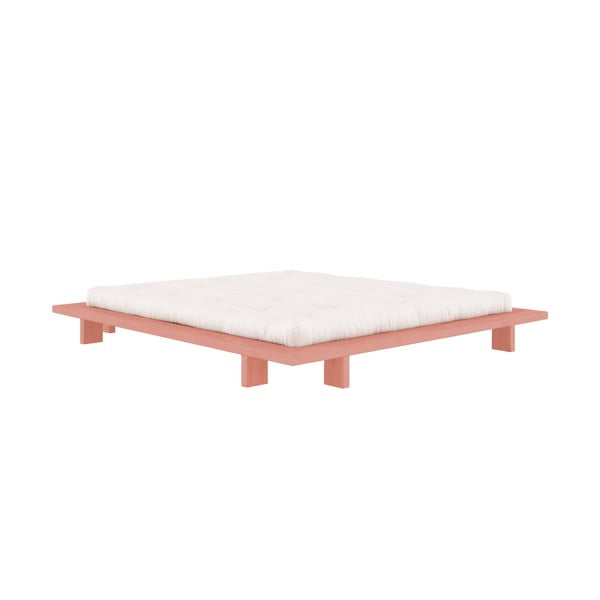 Svetloružová dvojlôžková posteľ z borovicového dreva s roštom 140x200 cm Japan – Karup Design-image-3