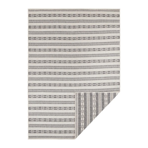 Sivo-krémový obojstranný koberec vhodný aj do exteriéru Bougari Fiji, 120 × 170 cm