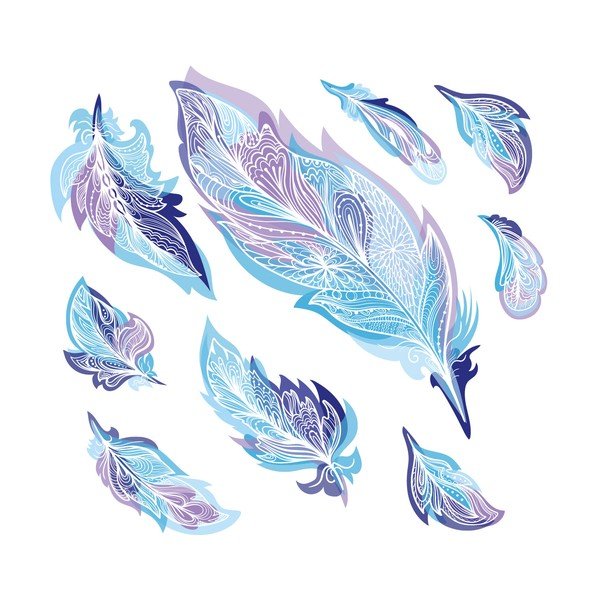 Sada 9 samolepiek Ambiance Boho Feathers-image-2