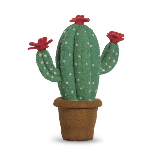 Zelená plstená dekorácia Mr. Fox Cactus Flower, výška 32 cm