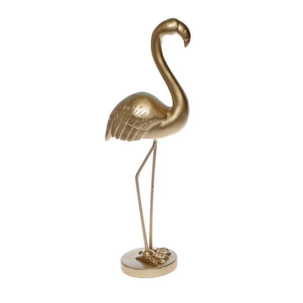 Dekoratívna soška v zlatej farbe Ewax Flamingo, výška 21 cm