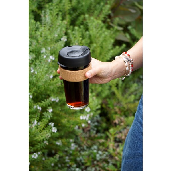 Čierny/hnedý cestovný hrnček 454 ml Brew Cork Black L – KeepCup-image-1
