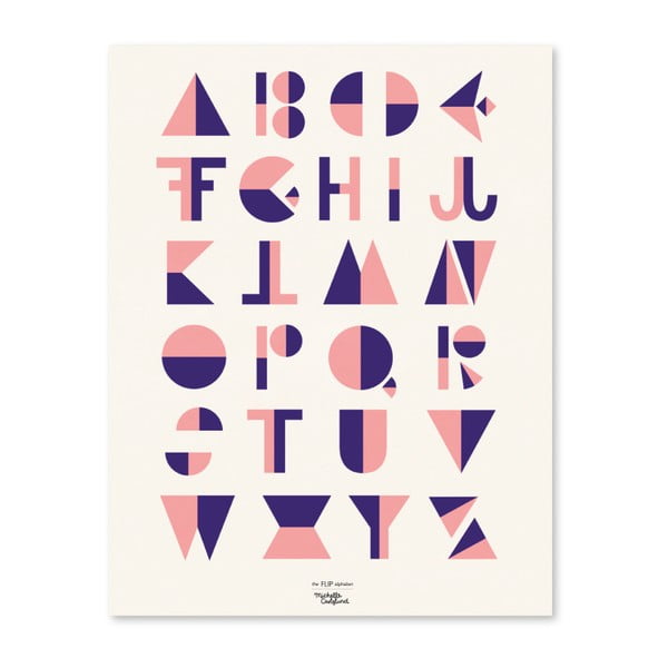 Plagát Michelle Carlslund Flip Alphabet Rosa, 50 x 70 cm