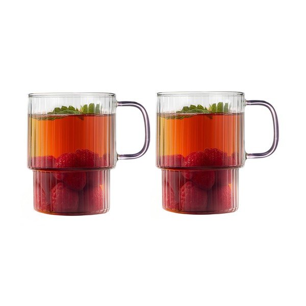 Ružové sklenené hrnčeky v súprave 2 ks na cappuccino 350 ml Livio – Vialli Design