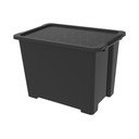 Lesklo čierny plastový úložný box s vekom Evo Easy - Rotho