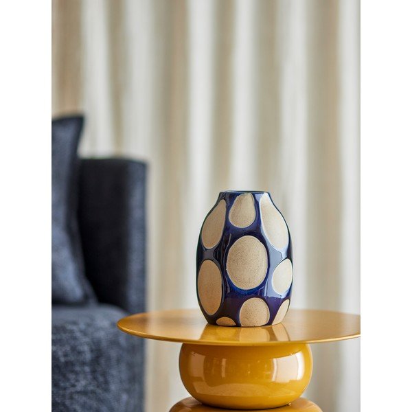 Tmavomodrá/krémovobiela kameninová váza (výška  20 cm) Bashir – Bloomingville-image-1