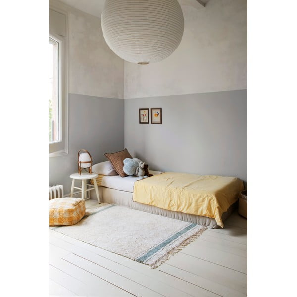 Modro-krémový prateľný ručne tkaný bavlnený koberec 90x130 cm Gastro Vintage Blue – Lorena Canals-image-1