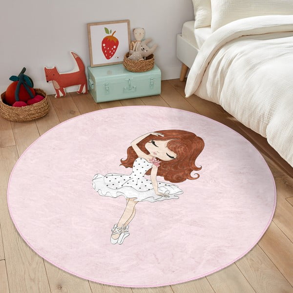 Ružový detský koberec ø 80 cm Comfort – Mila Home-image-4