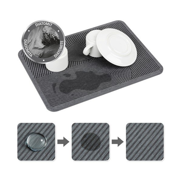 Sivá odkvapkávacia podložka na riad z kremeliny 40x30 cm Damon – Wenko-image-2