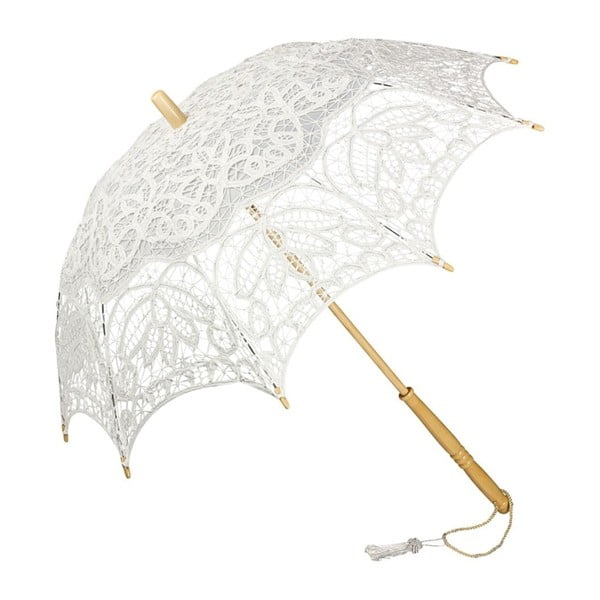 Biely dáždnik s rúčkou Von Lilienfeld Vivienne Lace, ø 75 cm