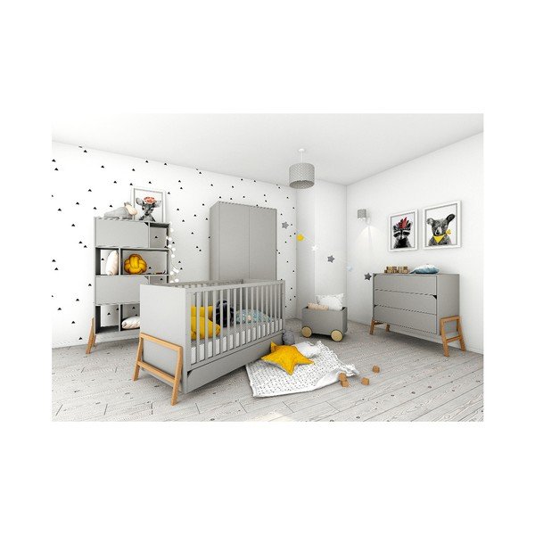 Sivá knižnica z dubového dreva BELLAMY Lotta-image-1