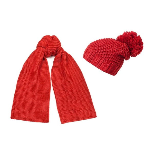 Červená čiapka a šál Lavaii Elegant