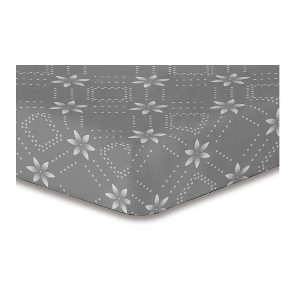 Sivá elastická plachta so vzorom DecoKing Hypnosis Snowynight, 200 × 220 cm