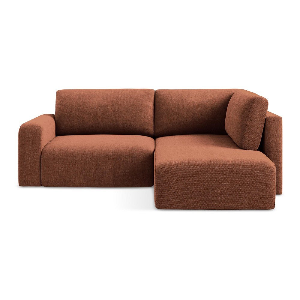 Ženilková rozkladacia/s úložným priestorom rohová pohovka v terakotovej farbe (pravý roh/do L) Kona – Makamii