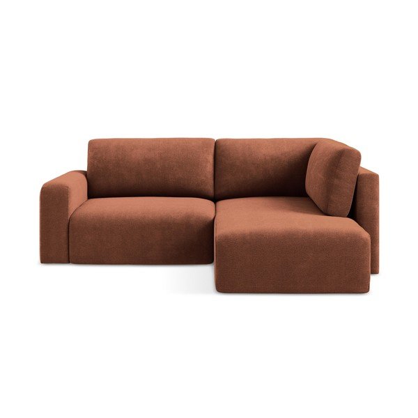 Ženilková rozkladacia/s úložným priestorom rohová pohovka v terakotovej farbe (pravý roh/do L) Kona – Makamii