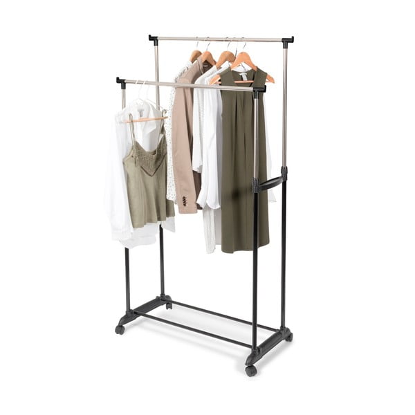 Pojazdný dvojitý stojan na oblečenie s nastaviteľnou výškou Compactor Cleano-image-1