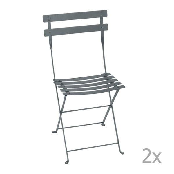 Sada 2 sivých skladacích záhradných stoličiek Fermob Bistro