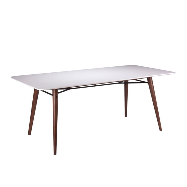 Biely jedálenský stôl s nohami z tmavého dreva kaučukovníka sømcasa Irina, 180 x 90 cm