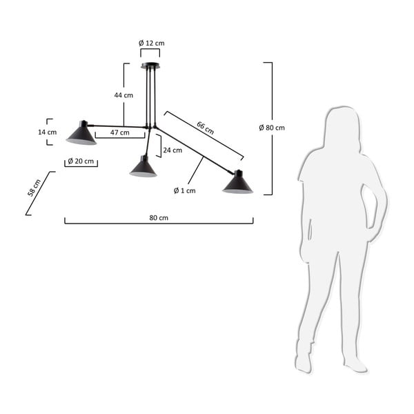 Čierne stropné svietidlo 80x80 cm Dione – Kave Home-image-3