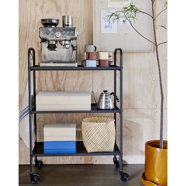 Oceľový servírovací stolík na kolieskach 37,5x75 cm Maki – OYOY Living Design-image-1