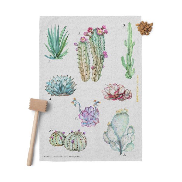 Súprava 2 bavlnených kuchynských utierok Happy Friday Basic Cactus, 70 x 50 cm-image-1