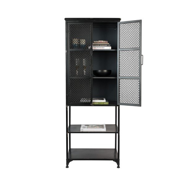 Čierna kovová vitrína 60x161 cm Denver – Dutchbone-image-3