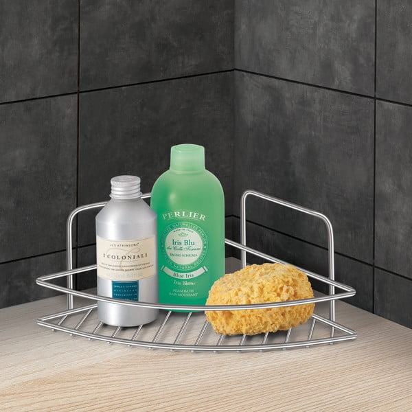 Oceľová kúpeľňová polička v lesklo striebornej farbe Luxy – Metaltex-image-1